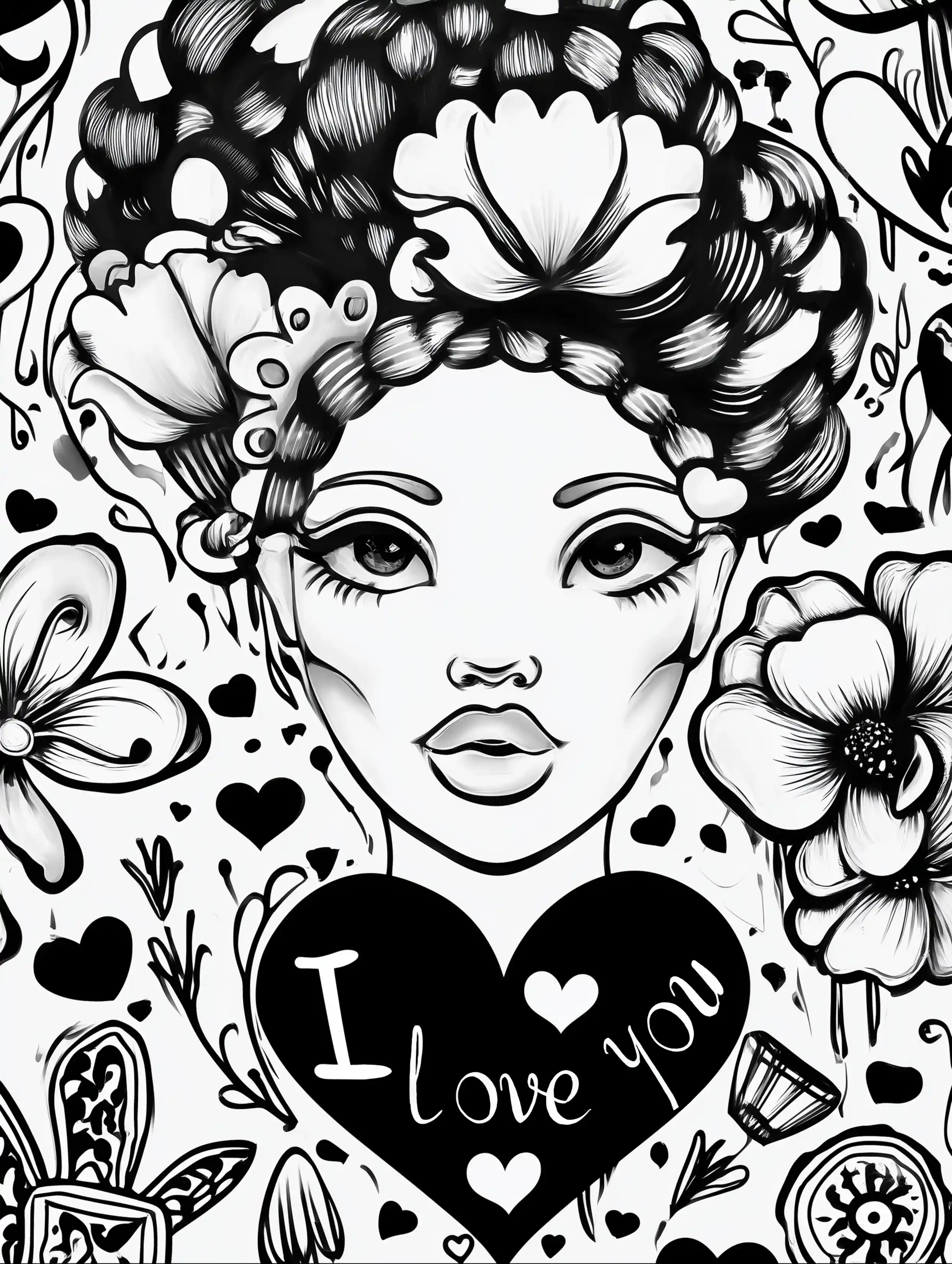 Free printable coloring page for your mom featuring an i love you message with mom cheekbones